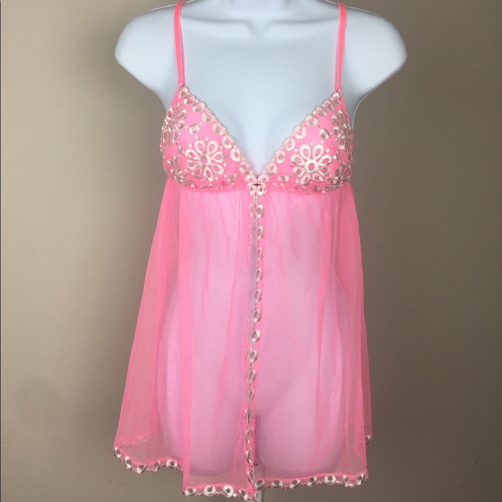 Victoria’s Secret Pink Mesh Babydoll Lingerie M